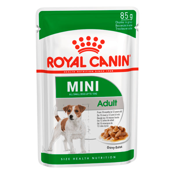 Royal Canin Adult Mini: Comida Húmeda para Perros Adultos de Razas Pequeñas, Pack de 12 Sobres de 85gr