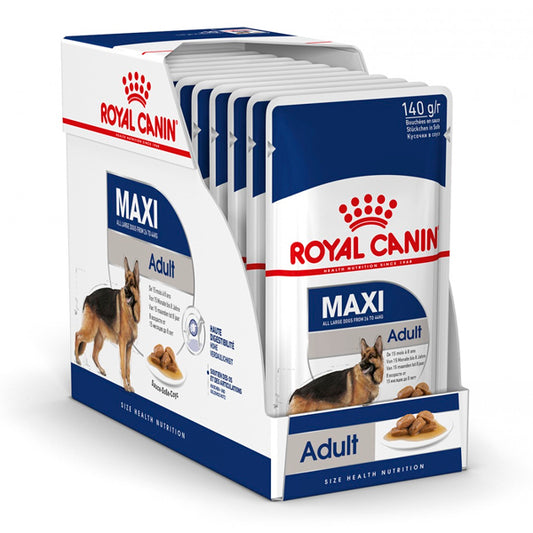Royal Canin Maxi Adult: Comida Húmeda Especial para Perros Adultos de Razas Grandes, Pack de 10 Sobres de 140g