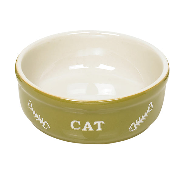 Vadigran Comedero Gato Barro Cocido "Cat" Verde Ø14Cm