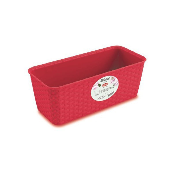 Jardinera, 40 x 16 x 13 cm, color rojo frambuesa