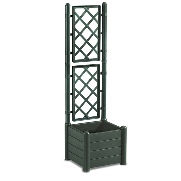 Jardinera Cuadrada 43x43x142 cm con Celosía Verde - Tujilguero