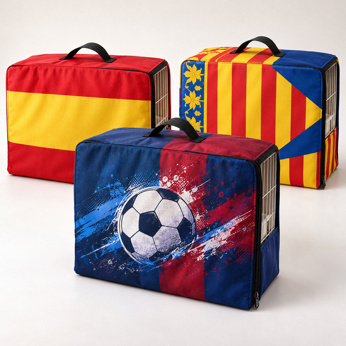Imagen ilustrativa de fundas C2 con motivos de banderas y fútbol
