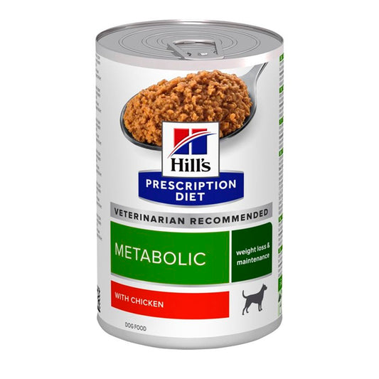 Hill's Prescription Diet Metabolic Pollo: Alimento para Control de Peso - Pack de 12 Latas de 370 gr