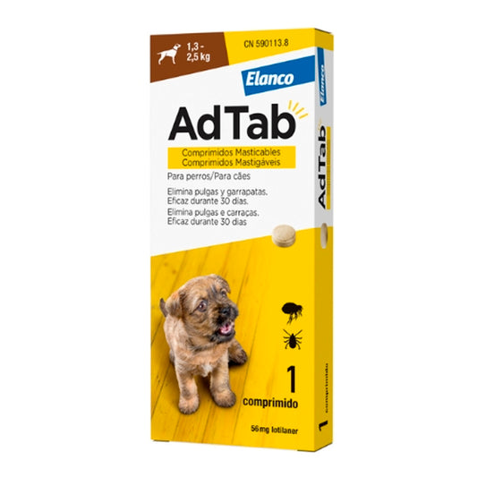 AD TAB Perro (1,3-2,5 KG) 1 Comprimido para la Eliminación de Pulgas y Garrapatas