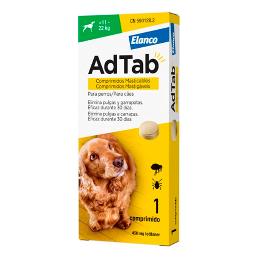 AD TAB Perro (11-22 KG) 1 Comprimido para la Eliminación de Pulgas y Garrapatas
