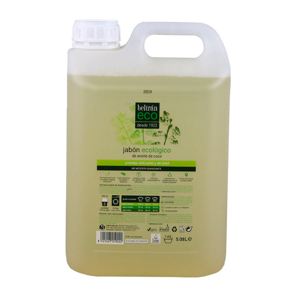 Beltrán ECO Jabón Líquido de Coco 1,5L y 5L | Detergente Ecológico para Ropa Delicada y Bebé