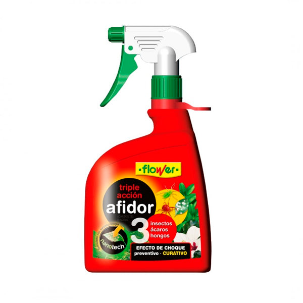 Flower Afidor Triple Acción para Plantas | Insecticida, Fungicida y Acaricida para Ornamentales | Pulverizador