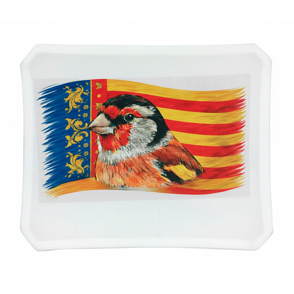 Funda para Jaula C2 con Jilguero y Bandera de la Comunidad Valenciana | Diseño Valenciano | Asa y Cremallera | Tejido Resistente
