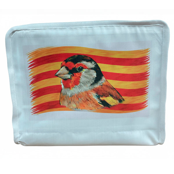 Funda para Jaula C2 con Jilguero y Bandera de Cataluña | Asa y Cremallera | Tela Opaca Resistente