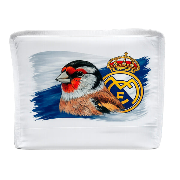 Funda Jaula C2 Jilguero Blanco Dorado Estilo Madridista | Tela Opaca con Asa y Cremallera - Tujilguero