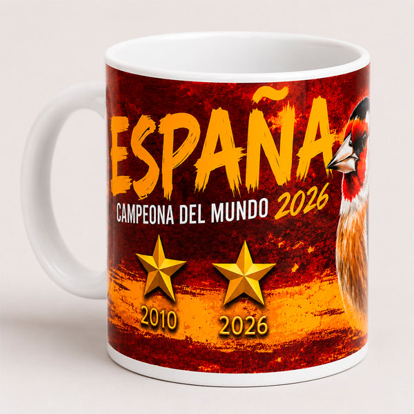 Taza Jilguero España Campeona 2026 325 ml | Cerámica Sublimada Premium | Diseño Exclusivo - Tujilguero