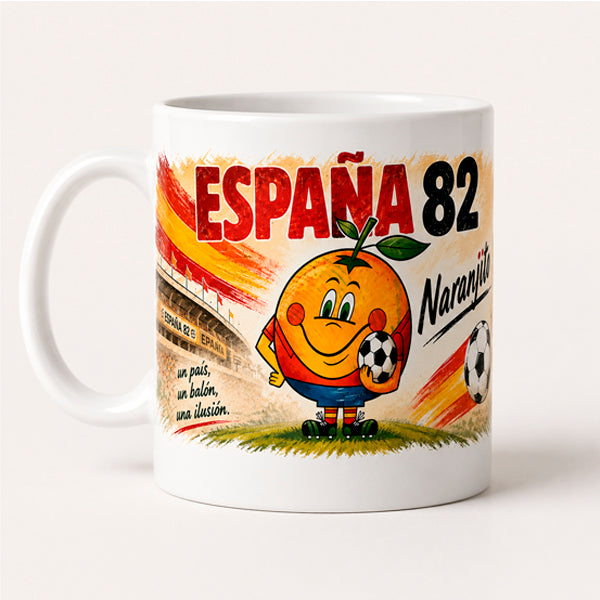 Taza Retro Fútbol España 325 ml – Cerámica Premium Sublimada 360° – Diseño Vintage Inspirado en los Años 80 - Tujilguero