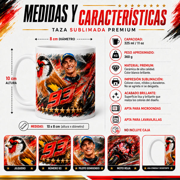 Taza Jilguero 93 Motociclismo – Taza Sublimada para Moteros - Tujilguero
