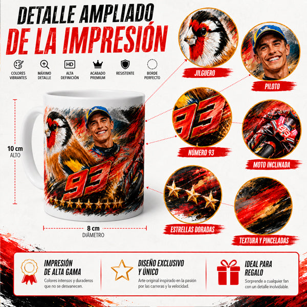 Taza Jilguero 93 Motociclismo – Taza Sublimada para Moteros - Tujilguero
