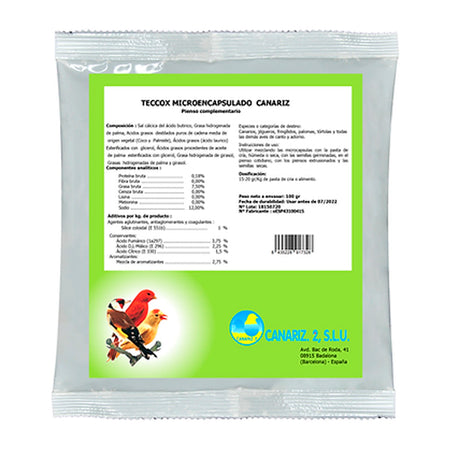 Teccox Microencapsulado Canariz | Suplemento Digestivo y Equilibrio Intestinal para Aves - Tujilguero