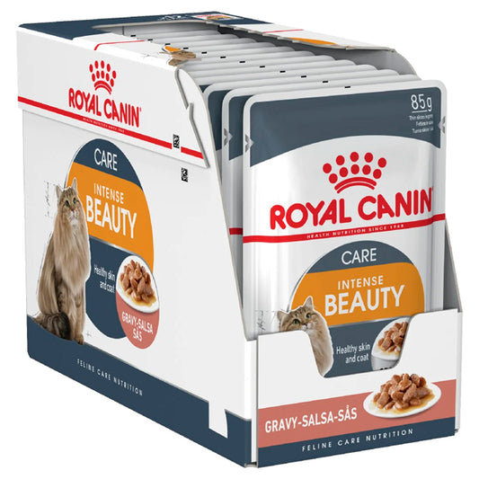 Royal Canin Hair & Skin Care: Comida Húmeda en Salsa para el Cuidado del Pelaje y la Piel, Pack de 12 Sobres de 85gr