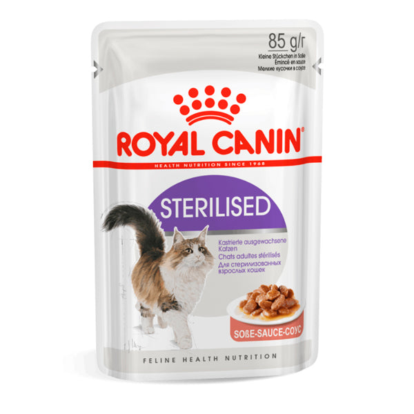 Royal Canin Sterilised: Comida Húmeda en Salsa para Gatos Esterilizados, Pack de 12 Sobres de 85g