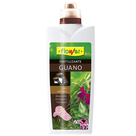 Flower fertilizante líquido guano 1 litro para plantas de interior y jardín