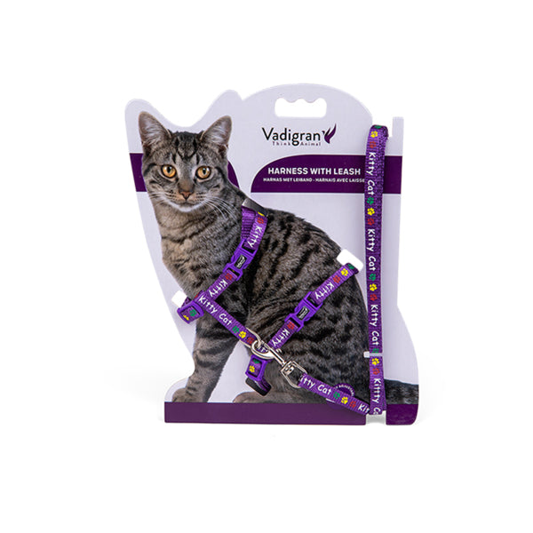 Vadigran Arnés+Correa Kitty Cat Morado 15-22/30-32Cm+120Cm